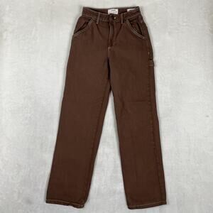 Cotton On Carpenter Jeans Womens 2 Brown Relaxed Straight Workwear Denim